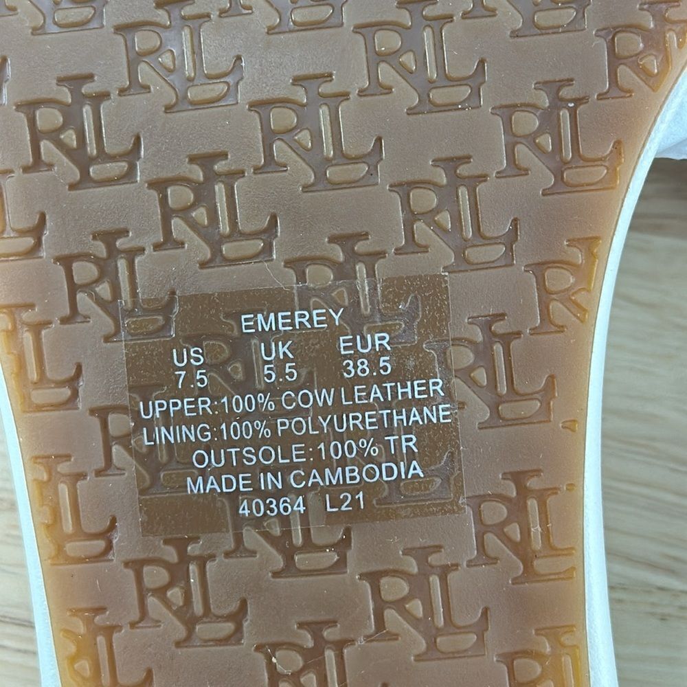 Lauren Ralph Lauren Emerey Leather Sandal- Cream- Size 7.5 B- N IB - Picture 7 of 8